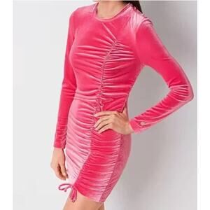 Juicy by Juicy Couture L/S Hot‎ Pink Ruched Mini dress Large